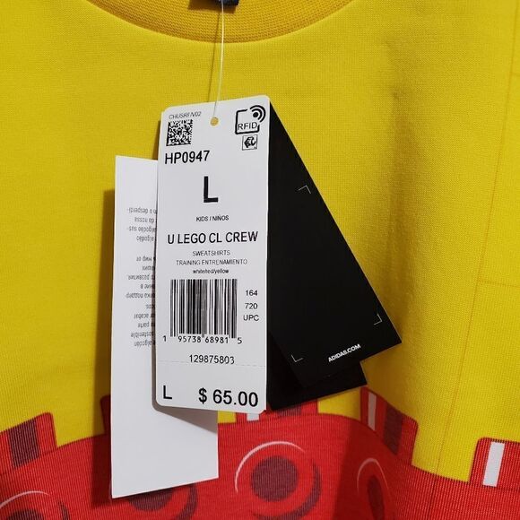 Adidas Lego Sweatshirt Boys Sz Large Crew Neck Long Sleeve RUNS BIG .NWT - Picture 3 of 7